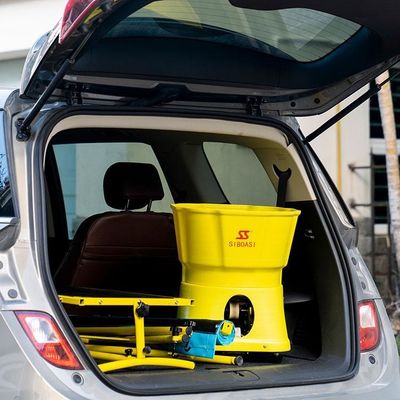 máquina de alimentación del tenis amarillo 80W, Mini Tennis Ball Server Speed ajustable