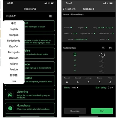 Luz multifuncional del entrenamiento de la reacción de la aptitud del control del APP WiFi
